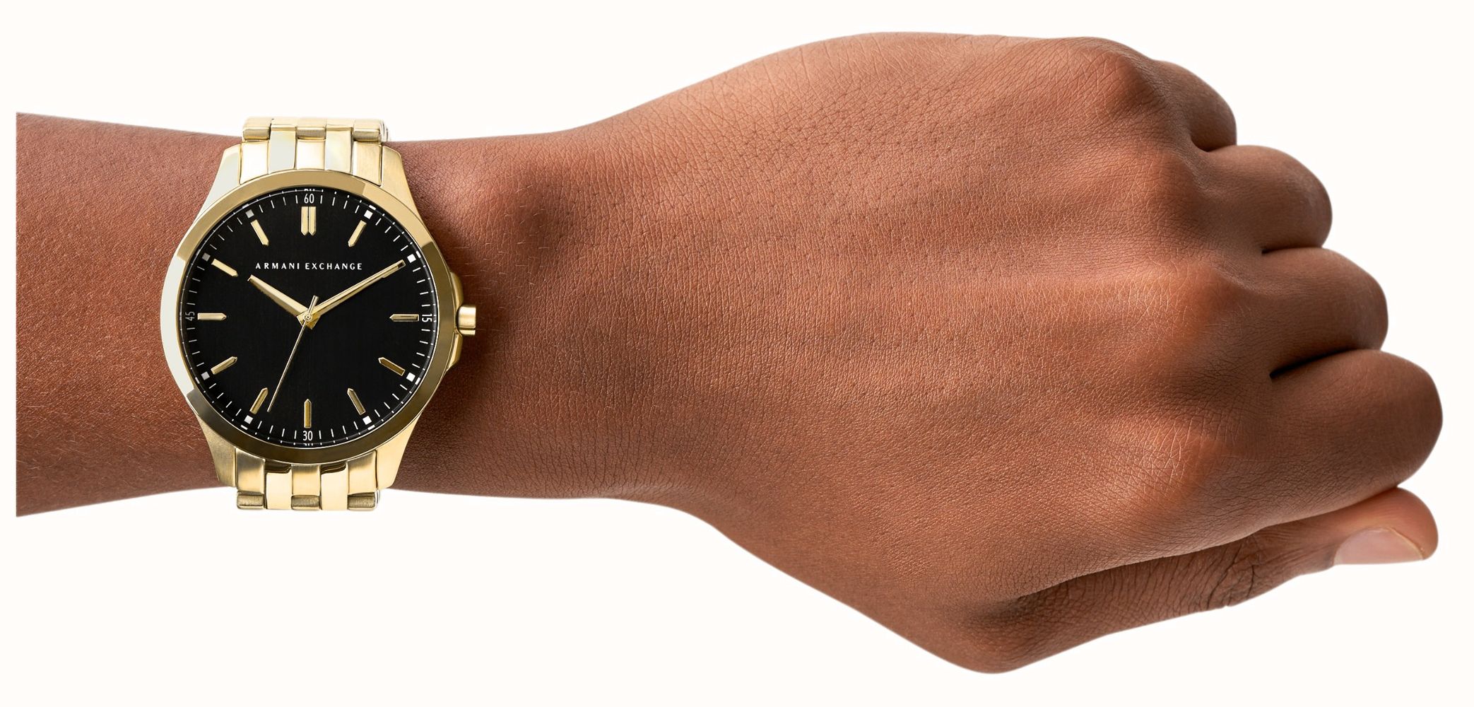 Armani Exchange Men's | Black Dial | Gold Tone Stainless Steel Bracelet ...