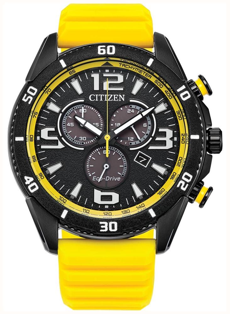 Citizen Eco-Drive Sport Chronograph (45mm) Black Dial / Yellow