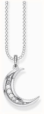 Thomas Sabo Royalty Moon Pendant Necklace Crystal Set Sterling Silver 45cm KE1826-643-14-L45V