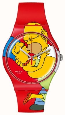 Swatch X the Simpsons Sweet Embrasse (41 mm) cadran imprimé Simpsons / bracelet en silicone rouge SO29Z120