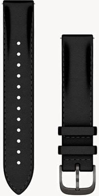 Garmin Sangle à dégagement rapide (18 mm) en cuir noir / matériel en ardoise brossée - sangle uniquement 010-12932-61