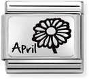 Nomination Classic April Birthstone Diamond Sterling Silver & Steel Charm 330112/16