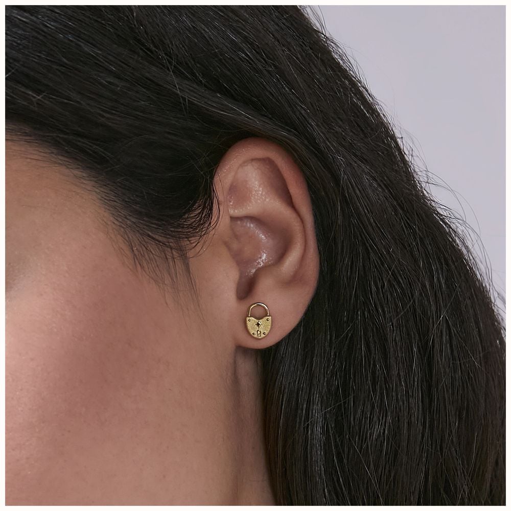 Olivia Burton Lock Heart Gold Plated Stud Earrings 24100634 - vista alternativa 3