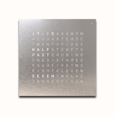 QLOCKTWO EARTH 45 STEEL SERIES STAINLESS STEEL (English) - White Lacquered QT4ENSS-UK