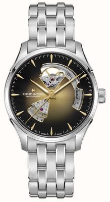 Hamilton Jazzmaster automático com mostrador degradê dourado (40 mm) e caixa aberta em aço inoxidável. H32675101