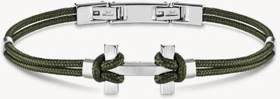 Amarrage Bracelet - Khaki Green Nylon And Brushed Stainless Steel