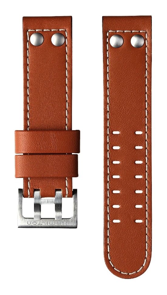 Hamilton Straps Bracelet en cuir marron kaki aviation - 22 montre