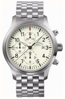 Mühle Glashütte Terrasport i cronografo cinturino in acciaio inossidabile quadrante color crema M1-37-77-MB