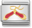 Nomination Classic DAILY LIFE In Stainless Steel With Enamel And 18k Gold Pink Dance Shoes Charm 030208/02