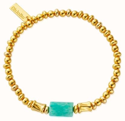 ChloBo Balance Spirit Stone Bracelet - Amazonite - 18ct Gold Plated (18cm) GBSSAM
