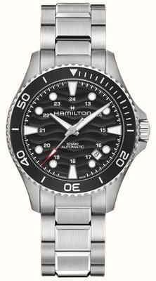 Hamilton Khaki Navy Scuba Automatik (40 mm) schwarzes Wellenzifferblatt / Edelstahlarmband H82415130