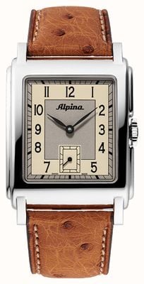 Alpina Alpiner Heritage Caree automático (32,5 mm) mostrador branco / pulseira de couro marrom AL-530SAC3C6