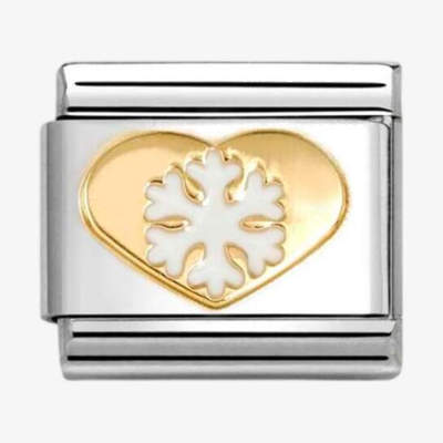 Nomination Classic Snowflake Heart 18ct Gold Charm 030225/26