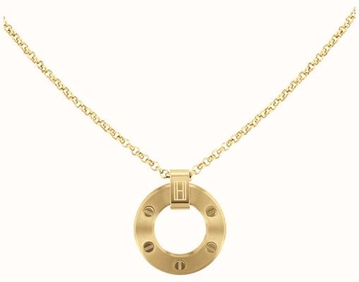 Tommy Hilfiger Hardware Circular Pendant Gold Toned Necklace 2780605