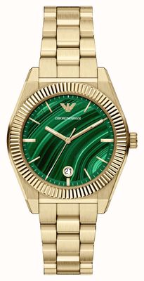 Emporio Armani Federico (37mm) quadrante verde / bracciale in acciaio inossidabile pvd oro AR11759