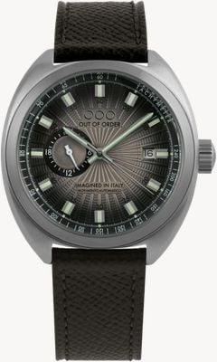 Out Of Order Montre Torpedine dune automatique (42 mm) cadran guilloché ton sable / bracelet cuir noir OOO.001-31.BE.GU