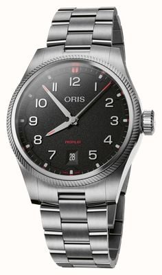 ORIS Propilot Datum Automatik (41 mm) strukturiertes schwarzes Zifferblatt / Edelstahlarmband 01 733 7805 4164-07 8 20 04LC