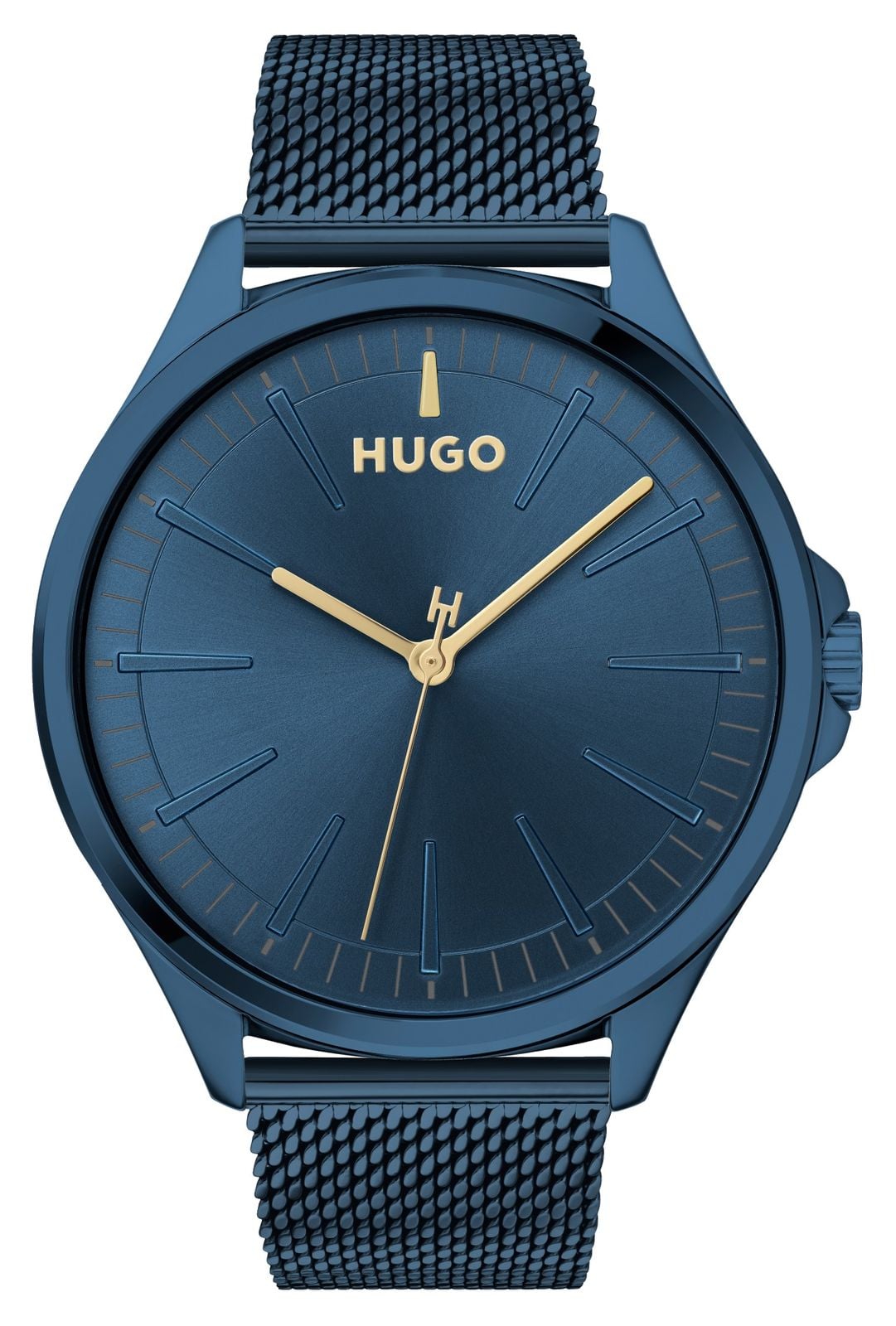 HUGO #Ã©craser | bracelet maille acier bleu | cadran bleu | montre
