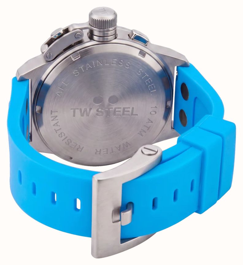 TW Steel Canteen Quartz Chronograph (45mm) Black Dial / Blue Silicone Strap Watch CS131 - vista alternativa 4