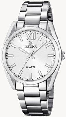 Festina Acero clasico (36,8 mm) silbernes Zifferblatt / Edelstahlarmband F20622/1