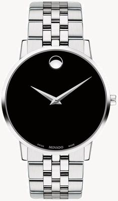 Movado Montre homme, cadran noir, bracelet en acier inoxydable 0607199