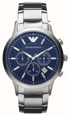 Emporio Armani мужские | синий циферблат хронографа | браслет из нержавеющей стали AR2448