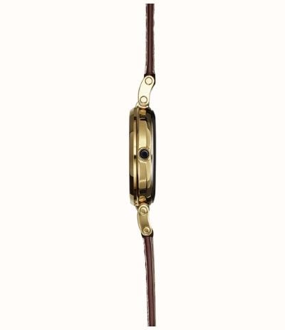 Herbelin Lady H Quartz (26mm) Silver 'Clous de Paris' Guilloché Dial / Burgundy Leather Strap 17512P1N28BU - alternate view 2