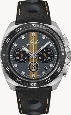Junghans 1972 Chronoscope Sports Edition 2025 (43.3mm) Grey Striped Dial / Black Leather Strap 41/4578.00