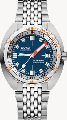 DOXA SUB 300T Caribbean (42.5mm) Dark Blue Iconic Dial / Stainless Steel Rice-Grain Bracelet 840.10.201.10