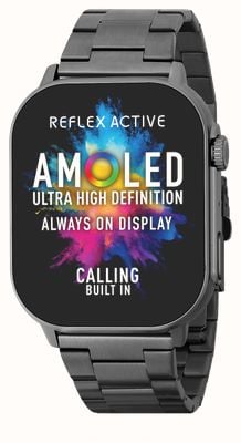 Reflex Active Inteligentny zegarek telefoniczny Series 29 amoled (36 mm) z czarną bransoletą ze stali nierdzewnej RA29-4082