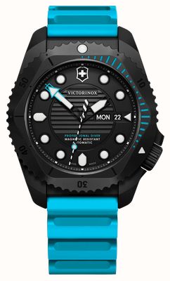 Victorinox Dive Pro automático (43 mm) esfera negra / correa de caucho azul 242071