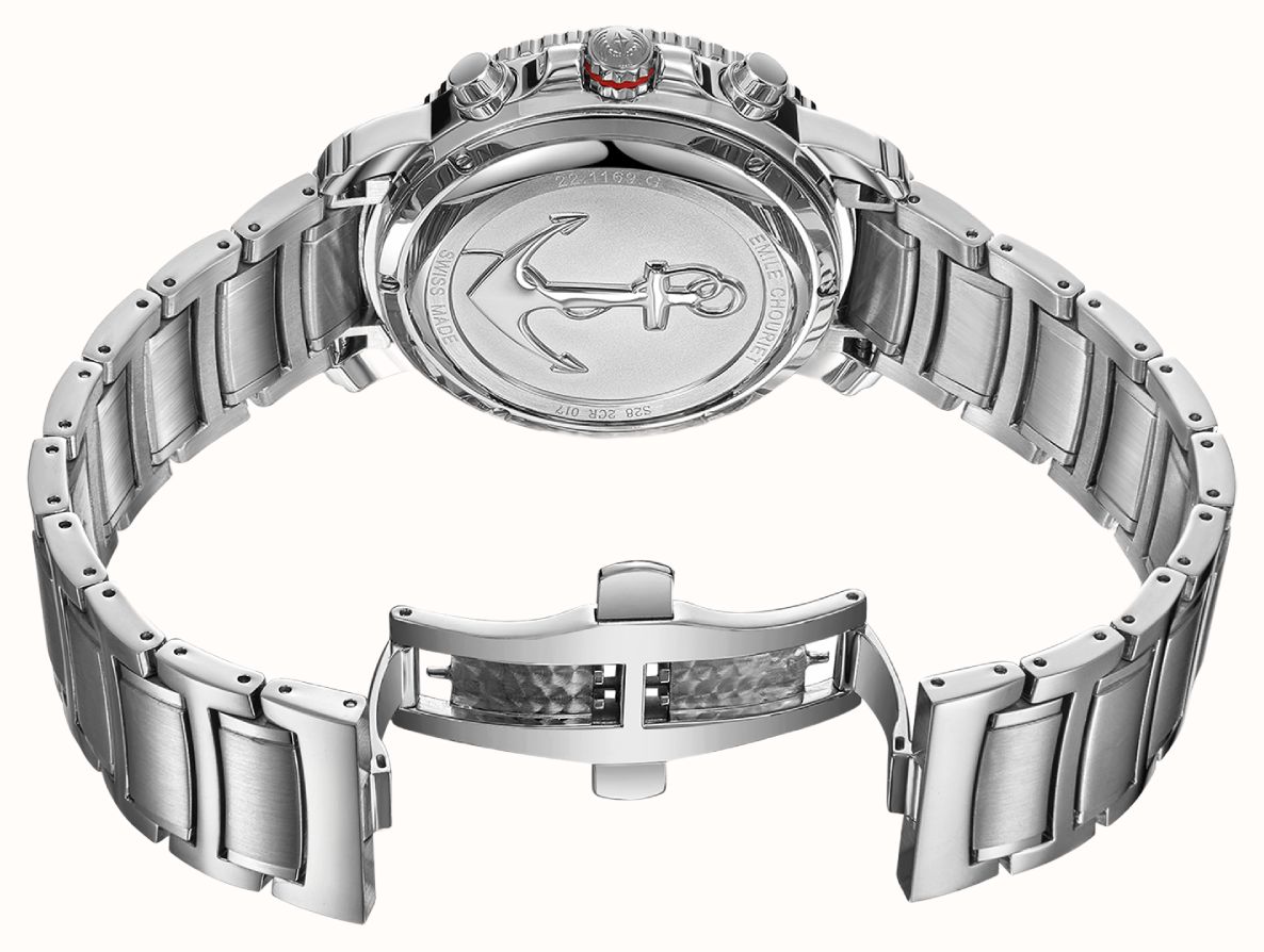 Emile Chouriet Challenger Deep Automatic Chronograph (43.5mm) Black Sunray Dial / Stainless Steel Bracelet 22.1169.G.6.AW.59.6 - widok alternatywny 3