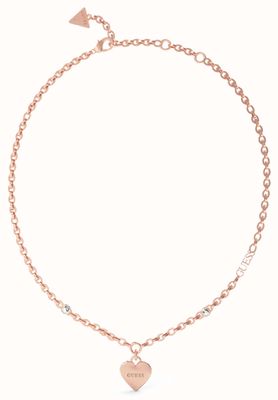 Guess Rose Gold Plated 16-18" Fine Heart Charm Necklace JUBN02230JWRGT/U