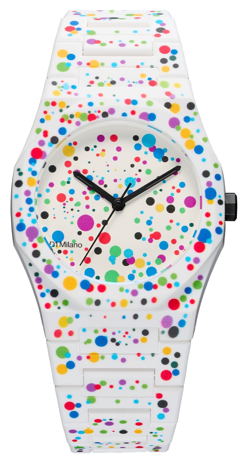 D1 Milano Cadran blanc mat Ã  pois Polycarbon dot 02 (37 mm montre