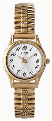 Limit Klassisches Quarzwerk (24 mm), silbernes Zifferblatt / Armband aus goldfarbenem PVD-beschichtetem Edelstahl 6955