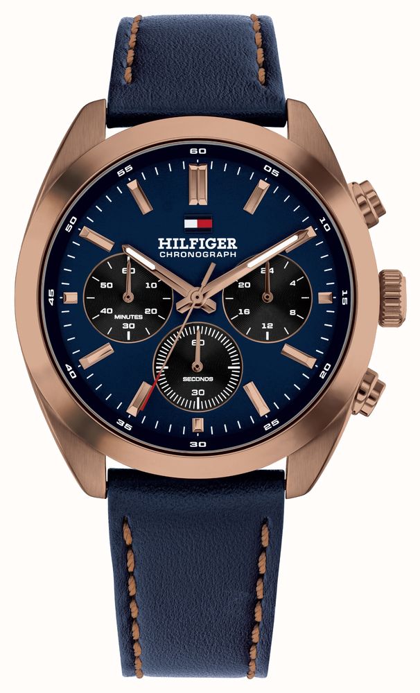 Tommy Hilfiger Hudson Chronograph (40mm) Blue Dial Blue Leather