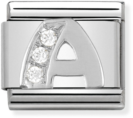 Nomination Classic Letter A Sterling Silver & Steel Cubic Zirconia Charm 330301/01