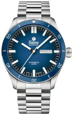 Tutima Glashütte Grand Flieger Airport Automatik (41 mm) blaues Dégradé-Zifferblatt / Edelstahlarmband 6107-02