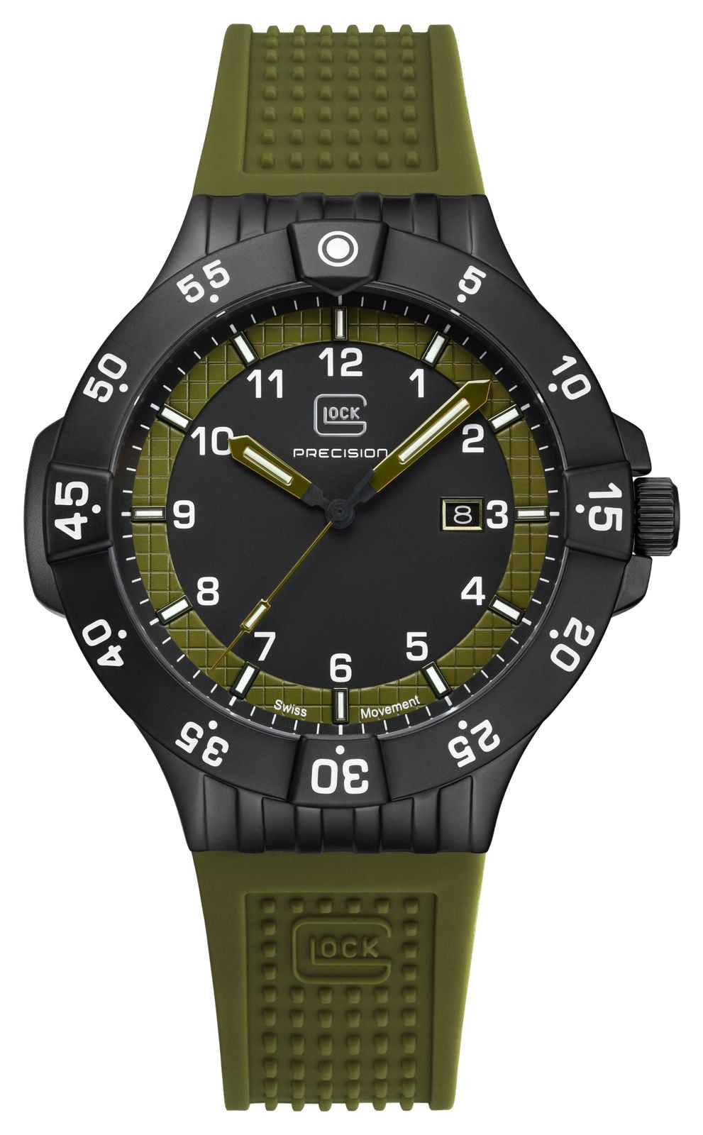 GLOCK Precision Date quartz (43 mm) cadran texturÃ© noir et montre