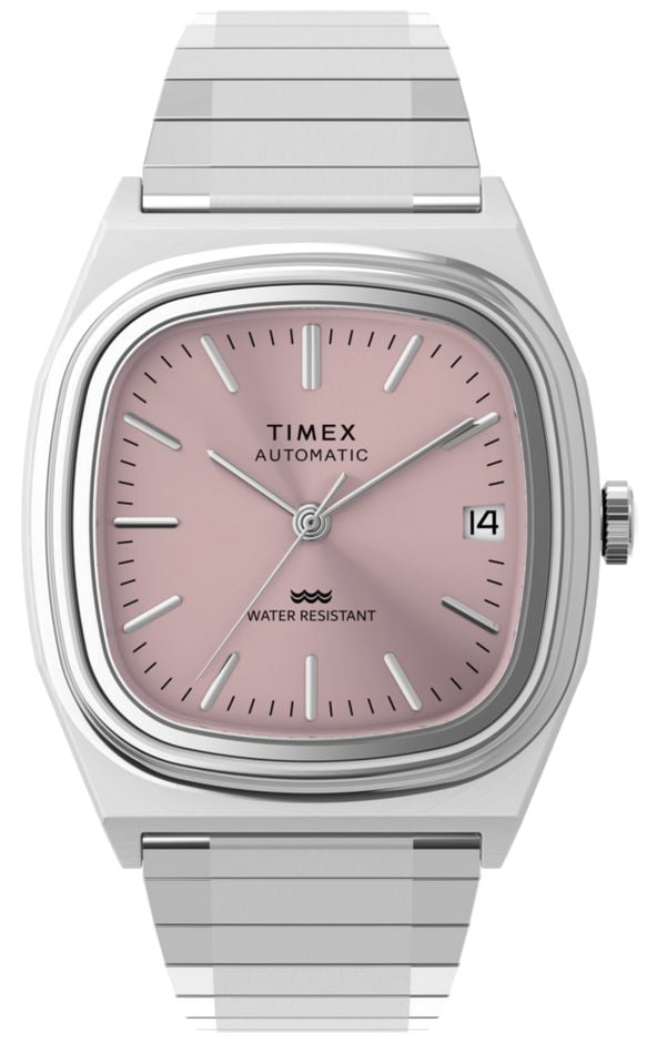 Timex Automatic 1983 ELine 34mm Pink Dial  Stainless Watch