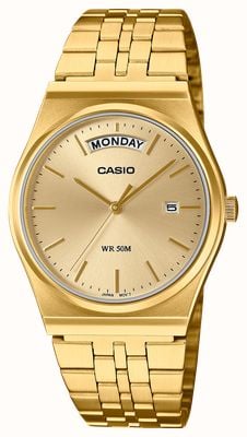 Casio 复古 MTP 系列日期/星期显示款（35 毫米）金色太阳纹表盘/金色 PVD 不锈钢表带 MTP-B146G-9AVEF