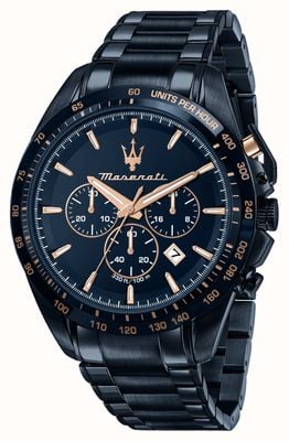 Maserati Heren traguardo (45 mm) blauwe chronograaf wijzerplaat / blauwe roestvrijstalen armband R8873612054
