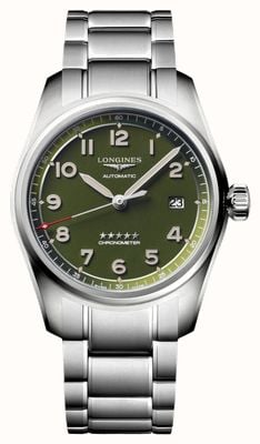 LONGINES Pulseira de aço inoxidável com mostrador verde espírito L38104036