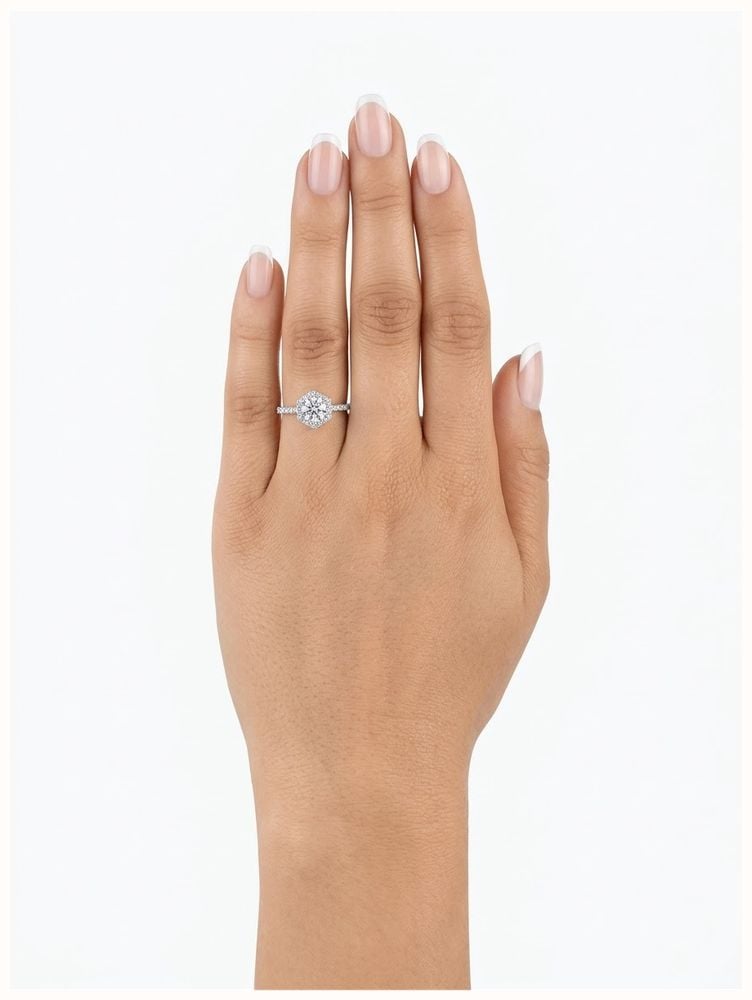 0.50ct Round Brilliant Natural Diamond Platinum Halo Ring J24806 - alternate view 4