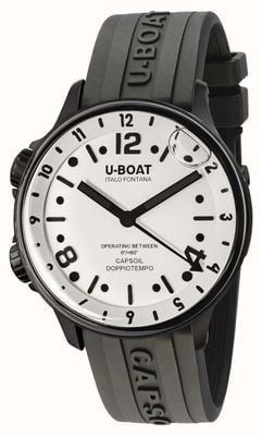 U-Boat Capsoil doppiotempo dlc mostrador branco / pulseira de borracha preta 8889/B