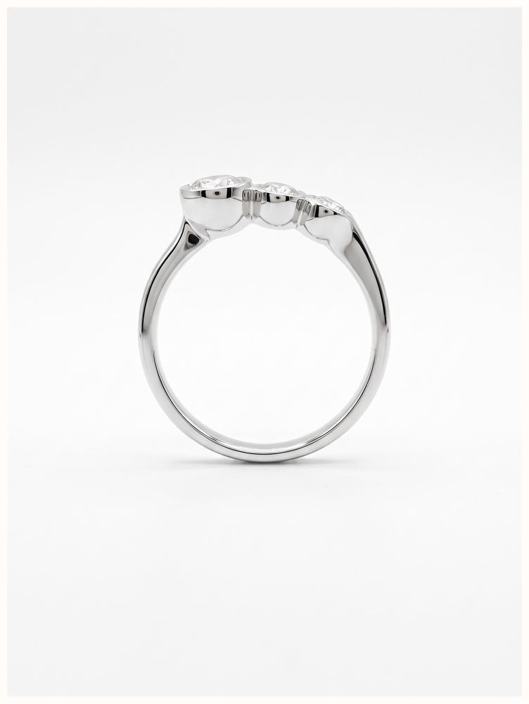 James Moore & Co 0.80ct Round Brilliant Natural Diamond 18ct White Gold Trilogy Ring J27779 - vista alternativa 3