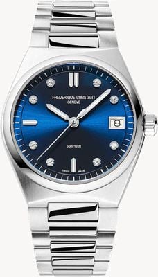 Frederique Constant Highlife Diamantquarz (31 mm) blaues Sunray-Zifferblatt / Edelstahl FC-240ND2NH6B