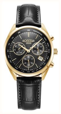 Roamer Men's Pro Chrono (42mm) Black Dial / Black Leather Strap 993819 48 85 02