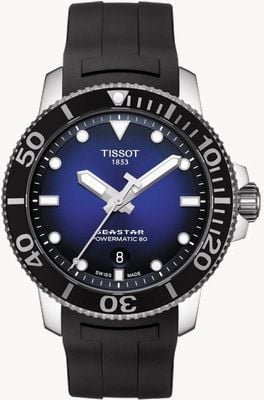 Tissot Seastar 1000 herenhorloge automatisch Powermatic 80 zwarte rubberen band T1204071704100