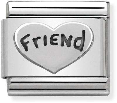 Nomination Classic Heart Friend Heart Oxidised Sterling Silver & Steel Charm 330101/18